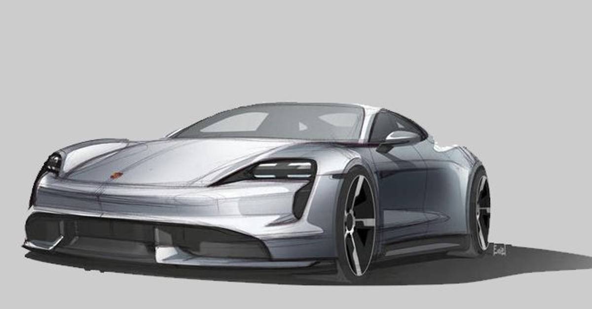 Porsche Taycan sketches out, to debut in September