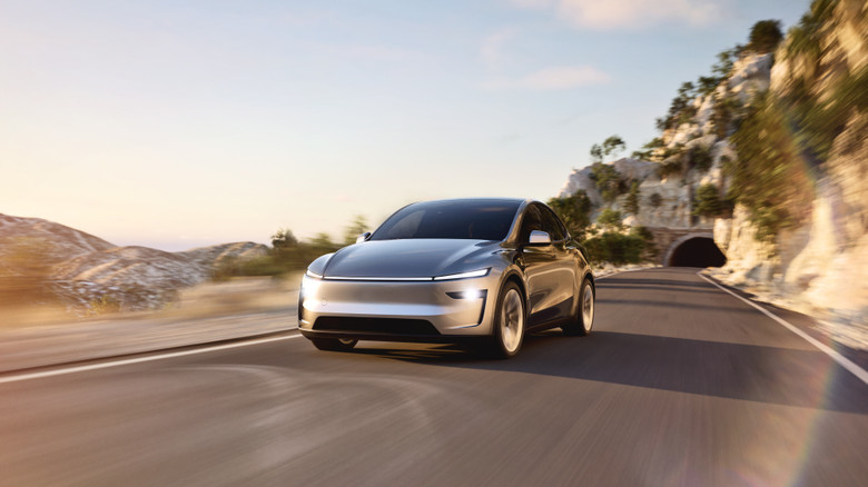 Tesla Model Y on road