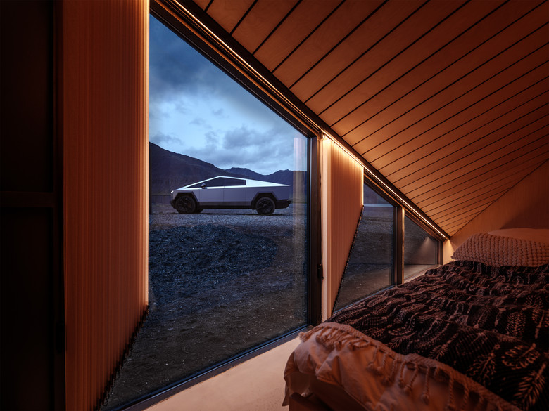 Tesla Cybertruck outside house