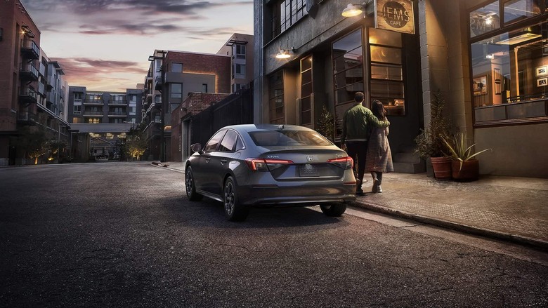 Honda Civic Rear View on road