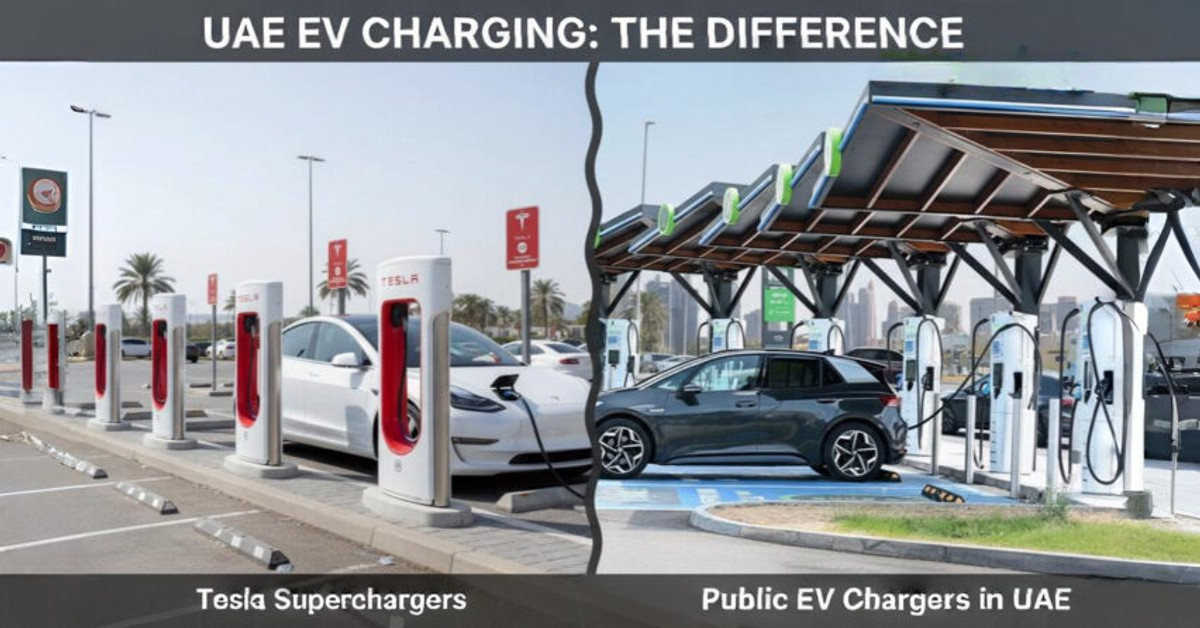 Tesla Supercharger vs Public EV Chargers in UAE – What's the Difference? Tesla Supercharger vs Public EV Chargers in UAE – What's the Difference?