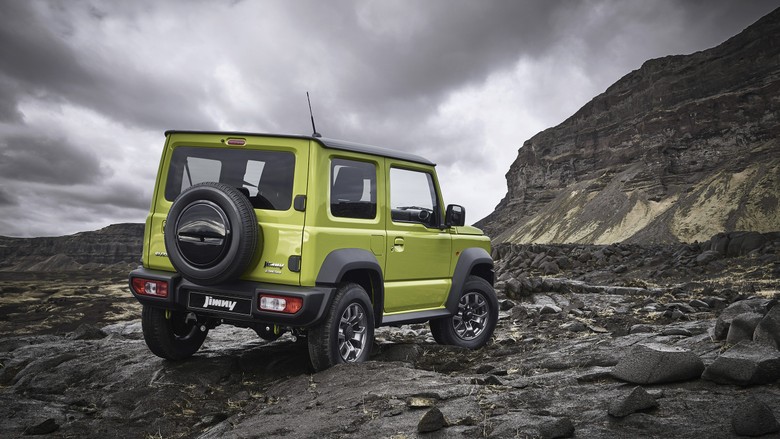 Suzuki Jimny 5 door Rear View in mountains