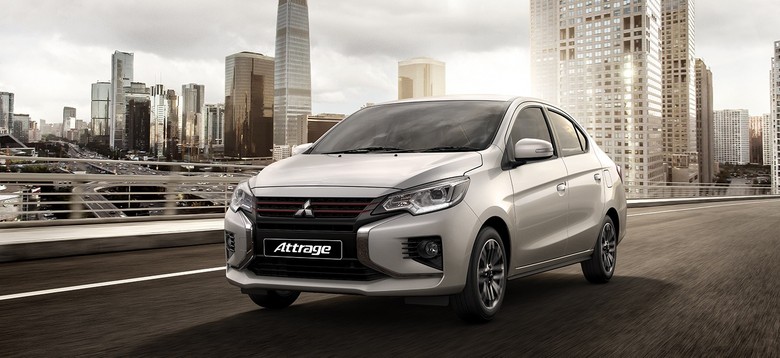 Mitsubishi Attrage Front View on streets