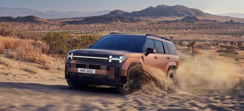 Hyundai Santa Fe front view in brown color