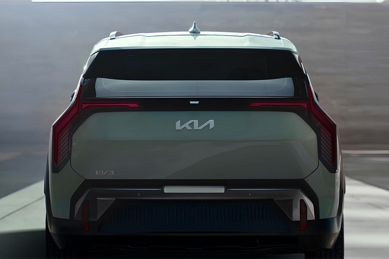 kia ev3 rear view in white color