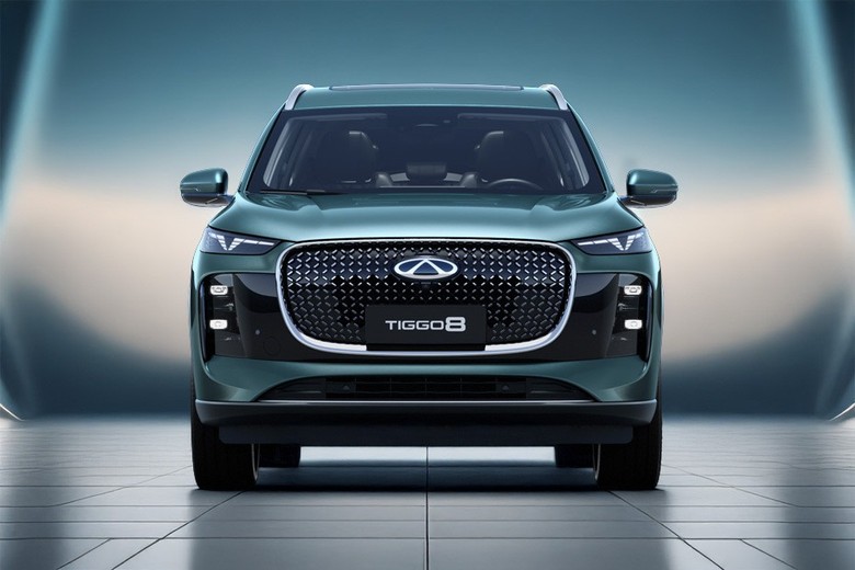 chery tiggo 8 pro max front view in blue color