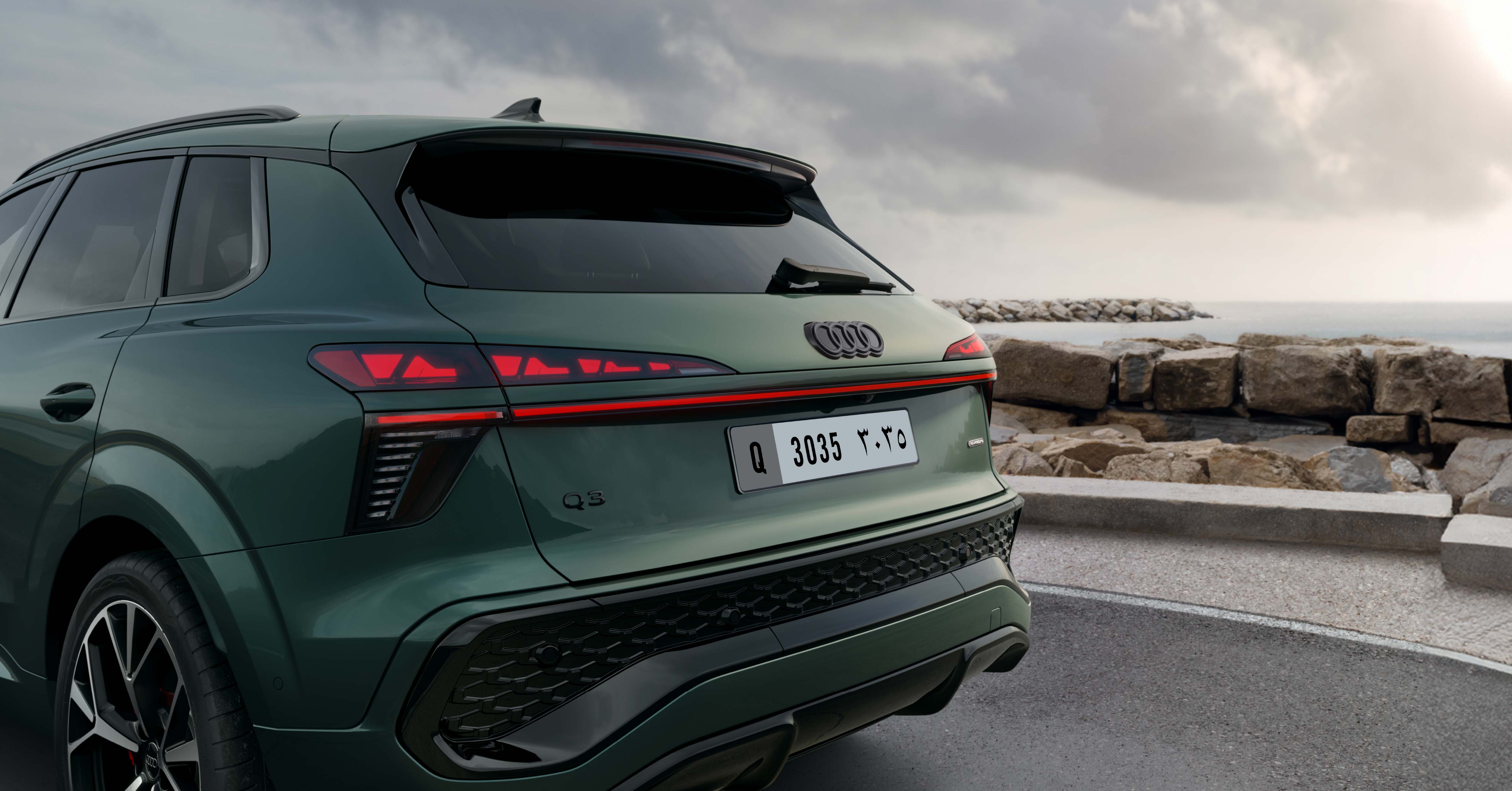 Audi Q3 Rear with LED brake lights and sporty rear bumper