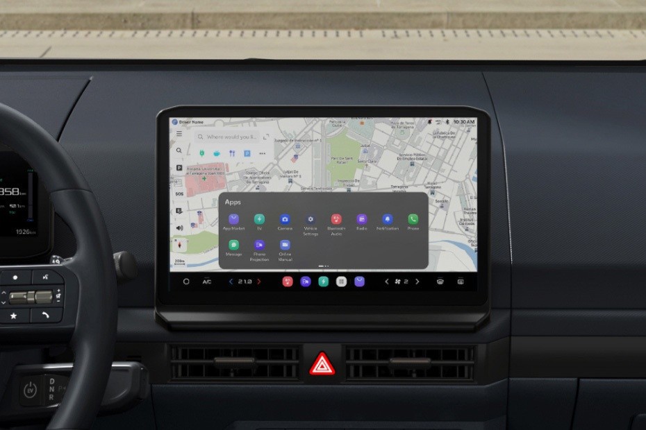 Kia PV5 infotainment touchscreen with navigation